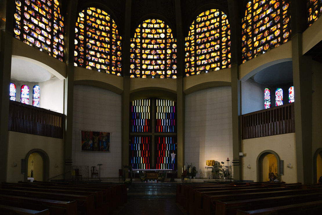 Innenansicht der Kirche „Am Gatterhölzl,“ Foto: Elodie Grethen 