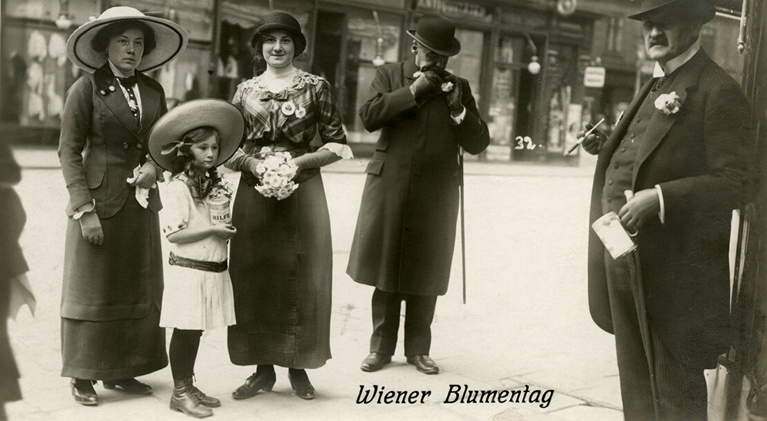 Ansichtskarte vom Blumentag 1913, Sammlung Göttche/Piffl 