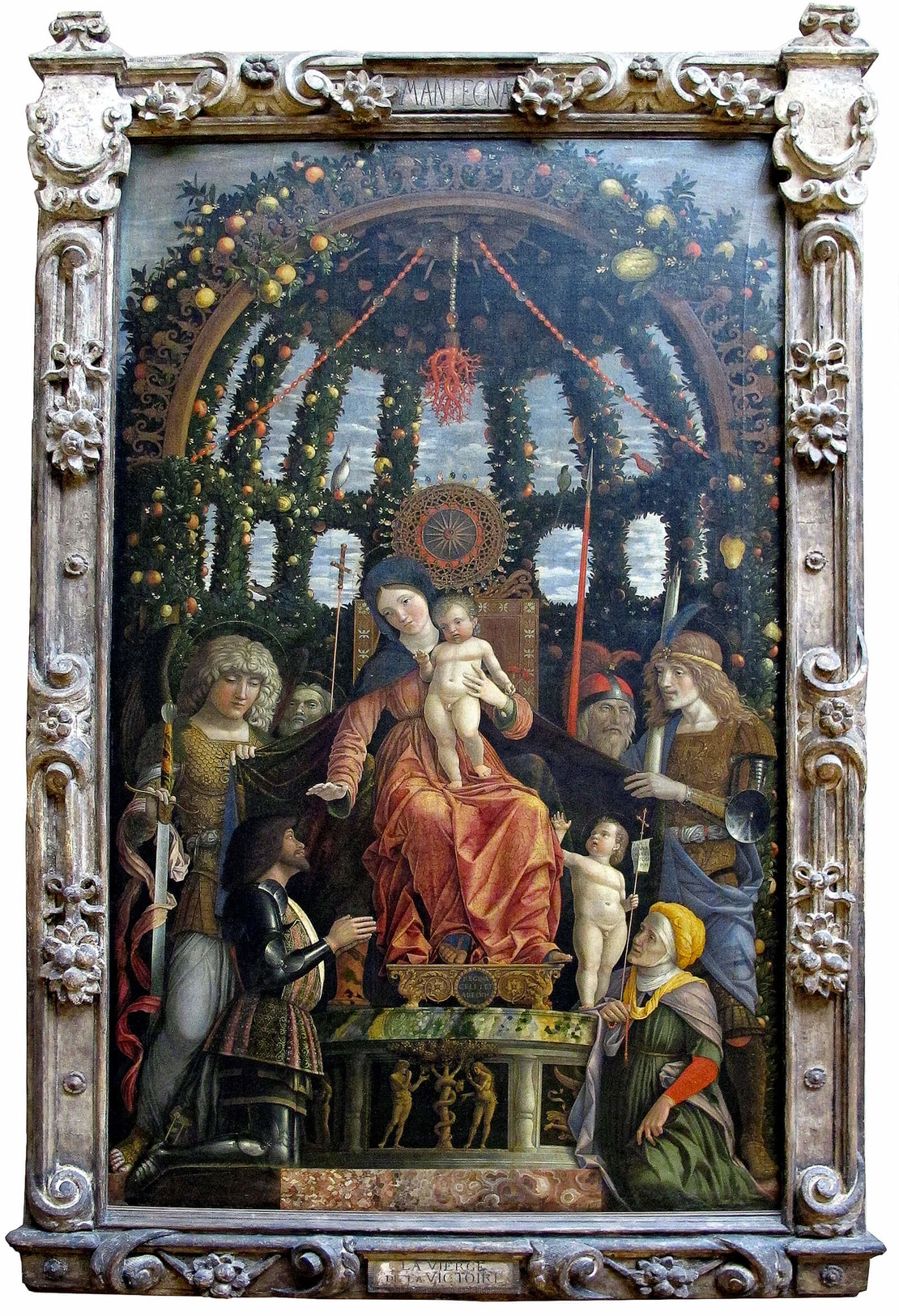 Das Jesuskind wird von Korallenketten beschützt: Andrea Mantegna (1431-1506): Madonna della Vittoria, Louvre, Foto: Sailko/Wikimedia Commons 