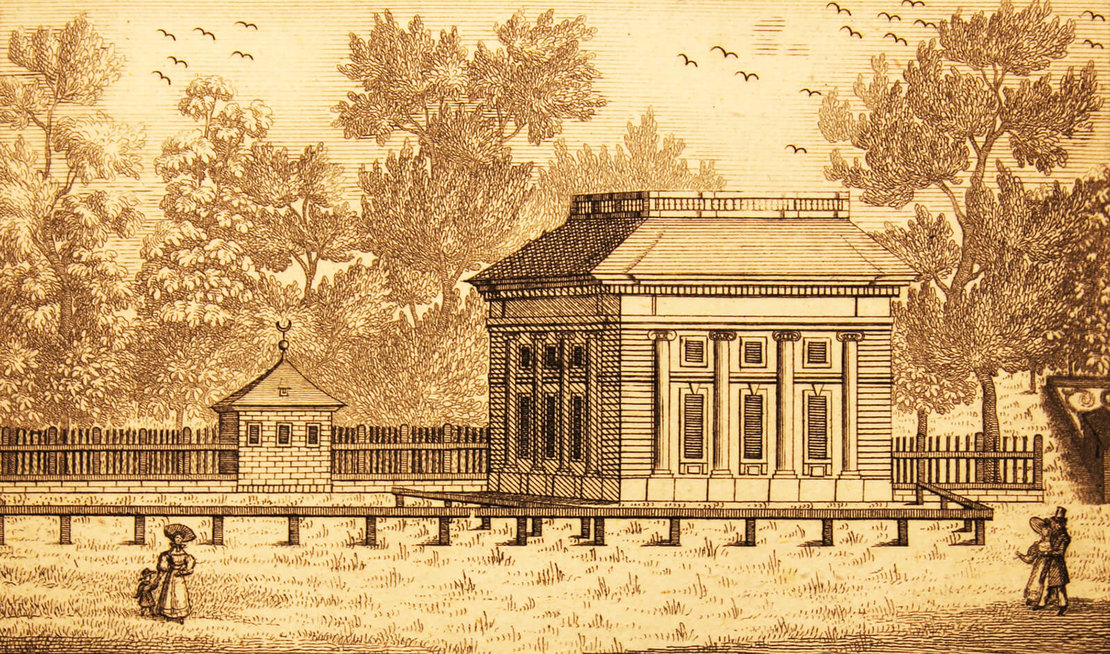 Das „Lusthaus“ im Kaisergarten aus Weidmanns „Panorama von Wien“ 1832. Foto Christian Hlavac 