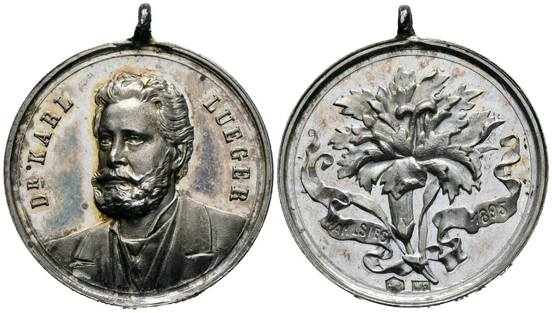 Wilhelm Pittner: Medaille auf den Wahlsieg Karl Luegers, 1895, Wien Museum 