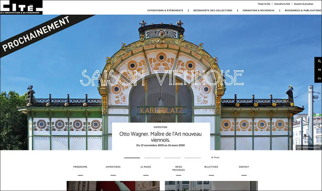 Screenshot Startseite www.citedelarchitecture.fr