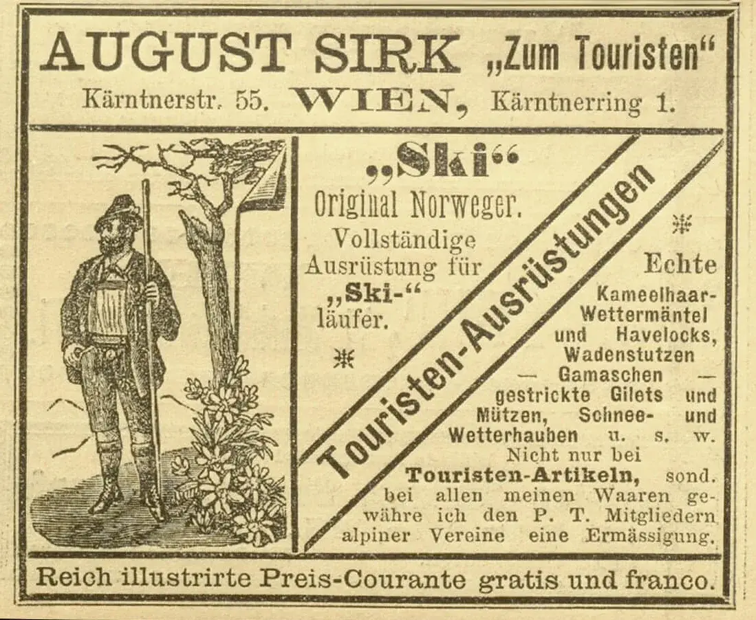 Inserat in „Der Gebirgsfreund“, März 1893, S. 12, ANNO/ÖNB