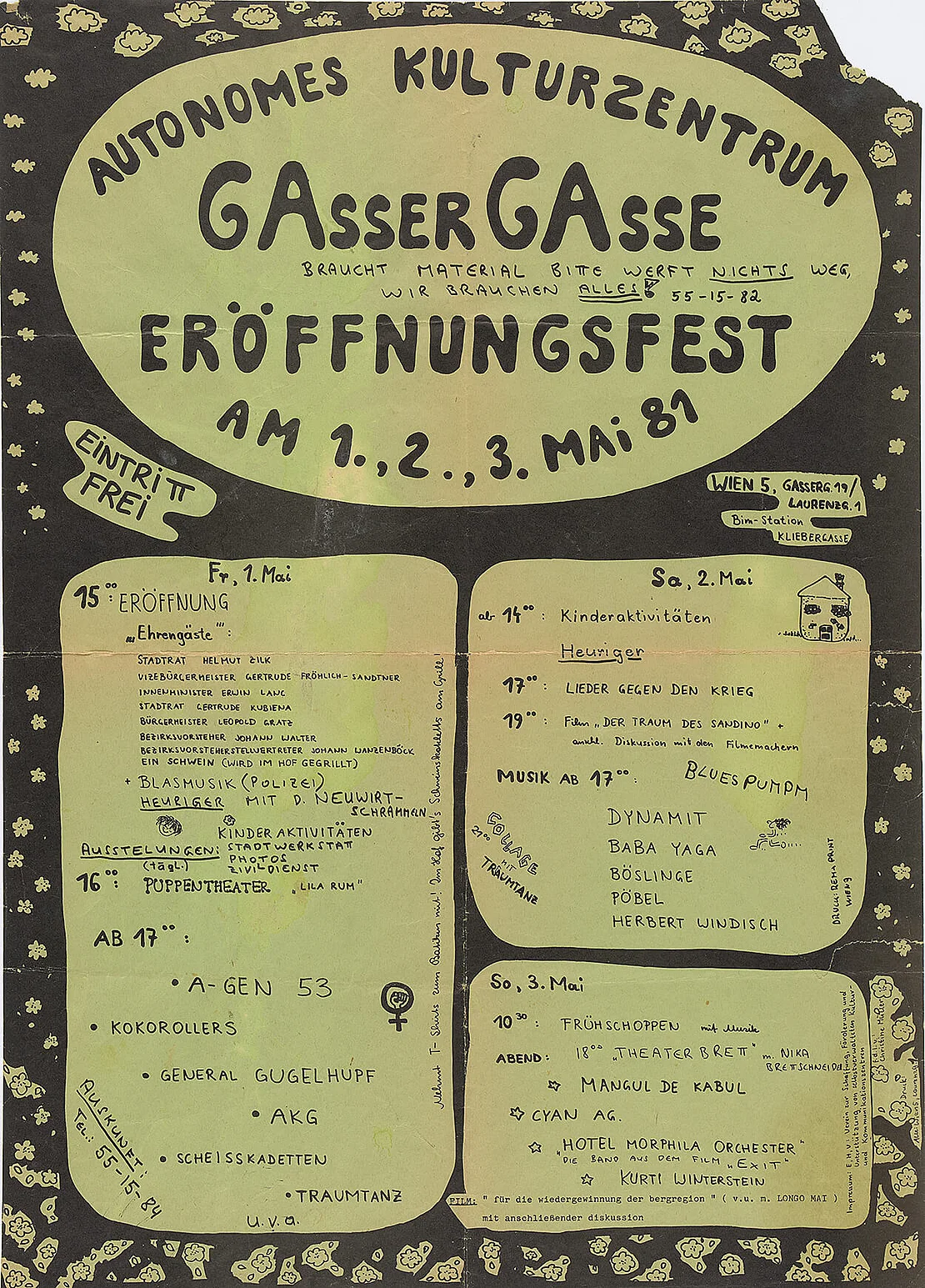 Plakat zur Eröffnung der Gassergasse, 1981, Leihgeber: Mäcks  