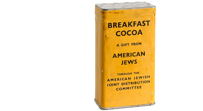 Frühstückskakao von „The American Jewish Joint Distribution Committee“, der größten amerikanischen jüdischen Hilfsorganisation, die sich nach dem Krieg um jüdische Überlebende kümmerte, 1946-1950, Wien Museum