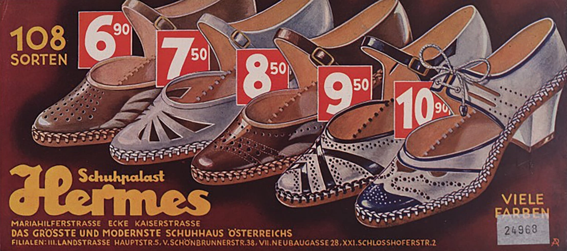 Werbeplakat für den Hermes-Schuhpalast, Entwurf: Alfred Proksch, 1935, Wienbibliothek im Rathaus, Plakatsammlung  