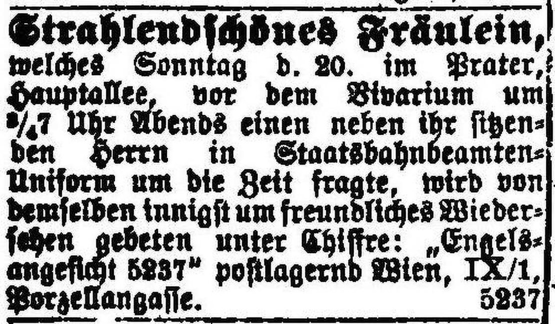 Annonce im Neuen Wiener Journal, 22. Mai 1894. Quelle: Anno/ÖNB 