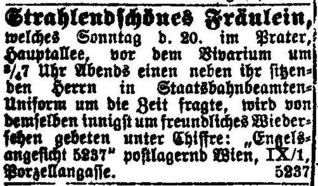 Annonce im Neuen Wiener Journal, 22. Mai 1894. Quelle: Anno/ÖNB  