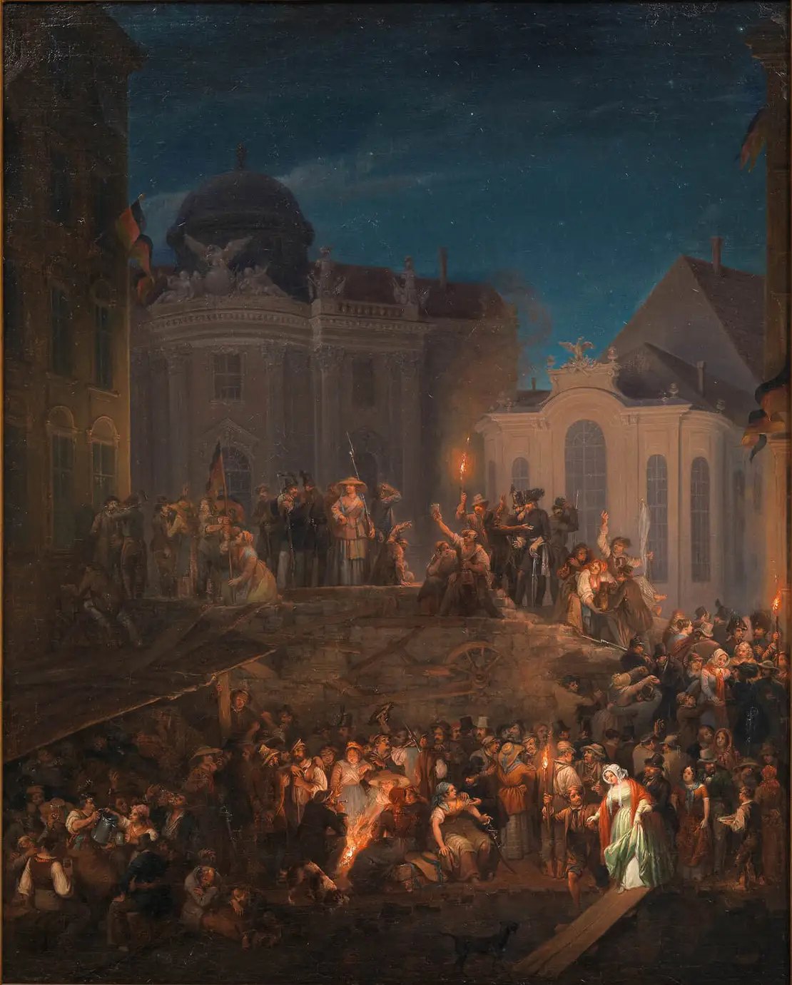 Anton Ziegler: Die Barrikade auf dem Michaelerplatz in der Nacht vom 26. auf den 27. Mai 1848, Öl auf Leinwand, Wien Museum