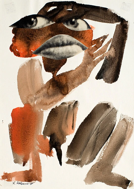 Lieselott Beschorner: Augenblicke 20, aus der Serie „Groteskerien“, 1967, Tempera und Collage auf Papier, Wien Museum, LB 1166  