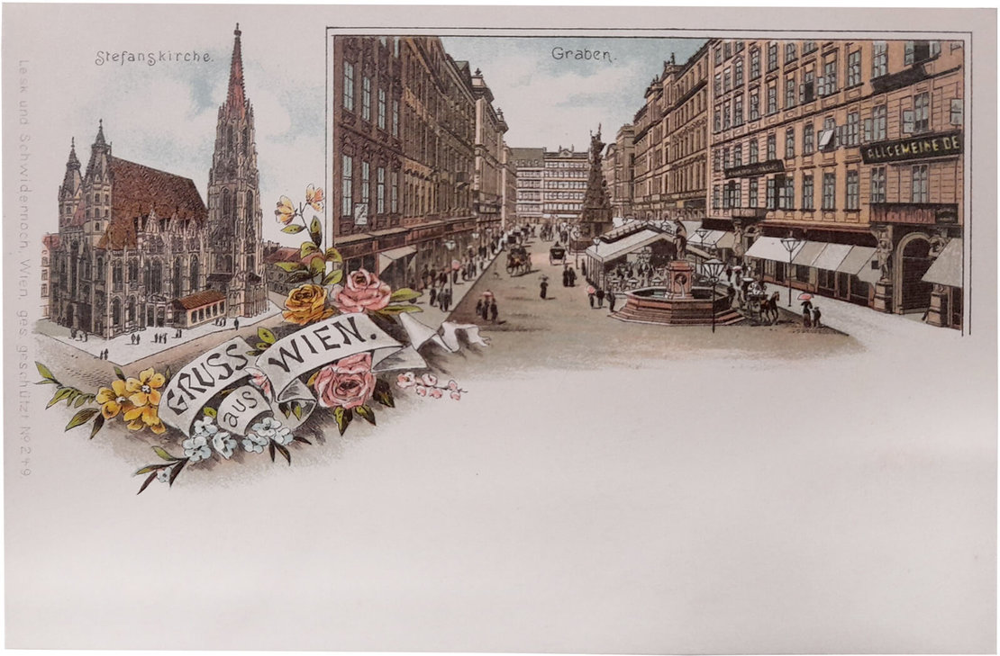 Mehrbildkarte, vor 1897, Lesk und Schwidernoch, Wien Museum 