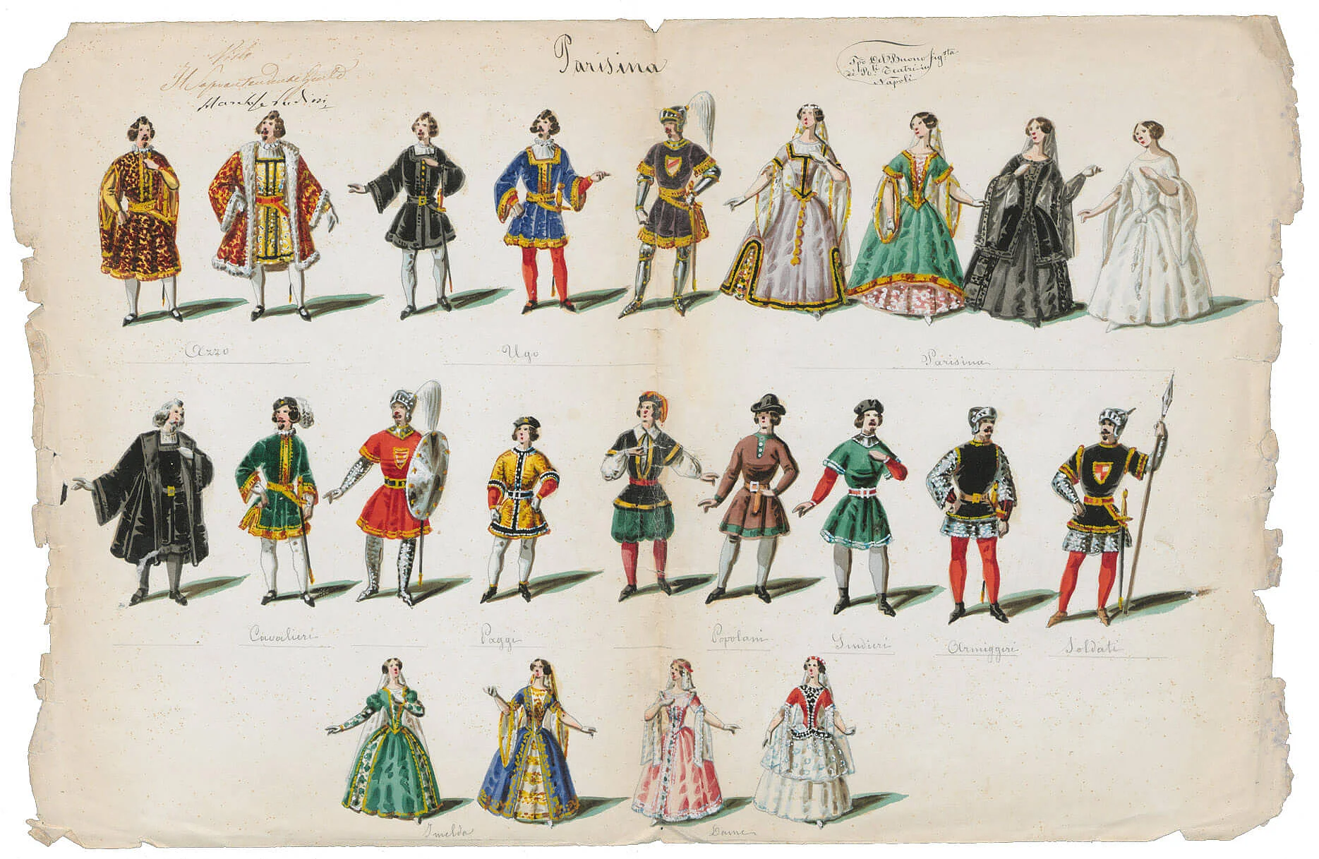 Filippo del Buono: Rollenbilder in Parisina, Biblioteca del Conservatorio di Musica San Pietro a Majella, Neapel  
