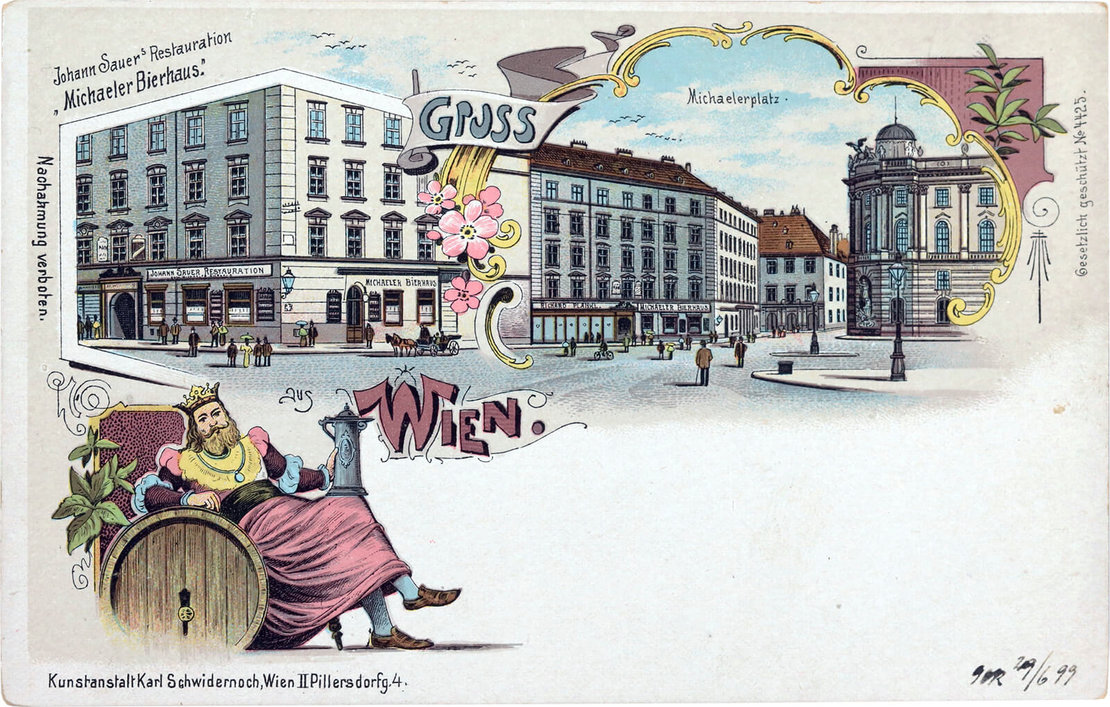 Michaelerplatz und Michaeler Bierhaus, Ansichtskarte, 1899, Wien Museum Inv.-Nr. 53845/2 