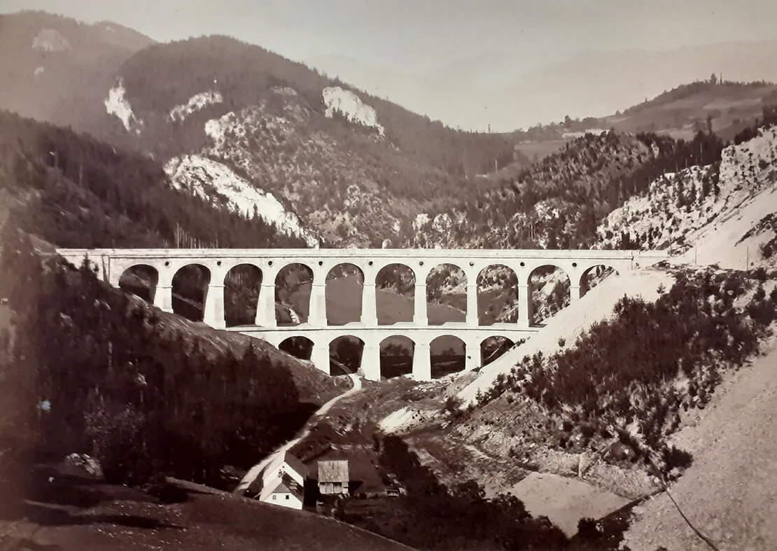 Semmeringbahn, Viadukt über die Kalte Rinne, Fotografie von Michael Frankenstein, um 1875, Wien Museum