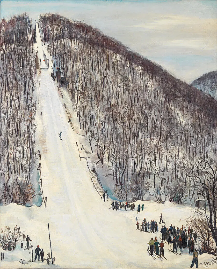 Max Frey: Die Sprungschanze in Hadersdorf-Weidlingau, 1940, Öl auf Leinwand, Sammlung Wien Museum