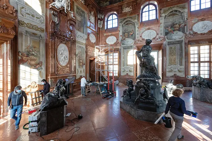 Der Donnerbrunnen, bislang im Unteren Belvedere, wurde im Dezember 2020 abgebaut. Foto: Lisa Rastl/Wien Museum