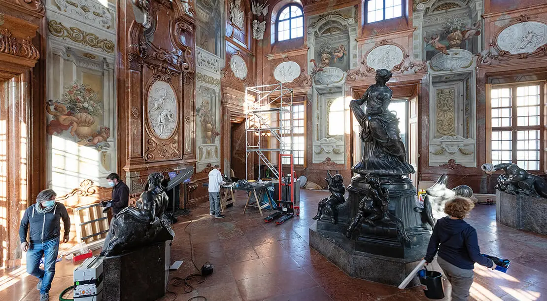 Der Donnerbrunnen, bislang im Unteren Belvedere, wurde im Dezember 2020 abgebaut. Foto: Lisa Rastl/Wien Museum  