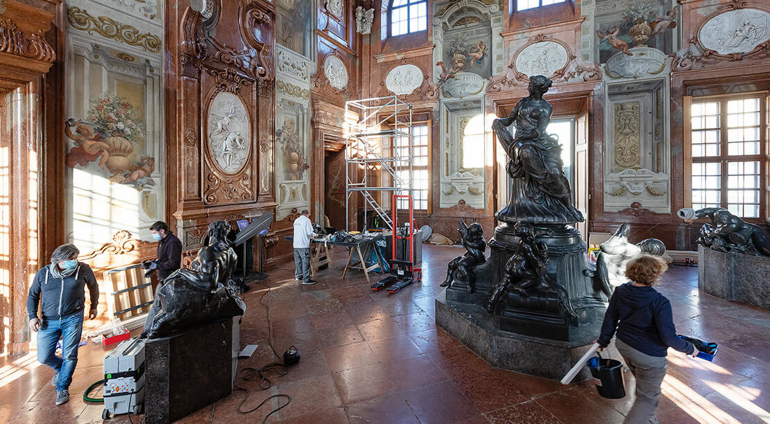 Der Donnerbrunnen, bislang im Unteren Belvedere, wurde im Dezember 2020 abgebaut. Foto: Lisa Rastl/Wien Museum 