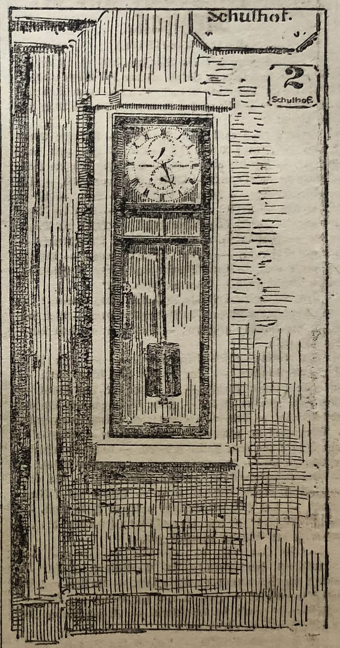 Der „Rapf-Regulator“ neben dem Haustor des Uhrenmuseums, ANON, Das Wiener Uhrenmuseum, Illustrierte Kronen-Zeitung, 14. Juli 1918, Nr. 6654, S.4  
