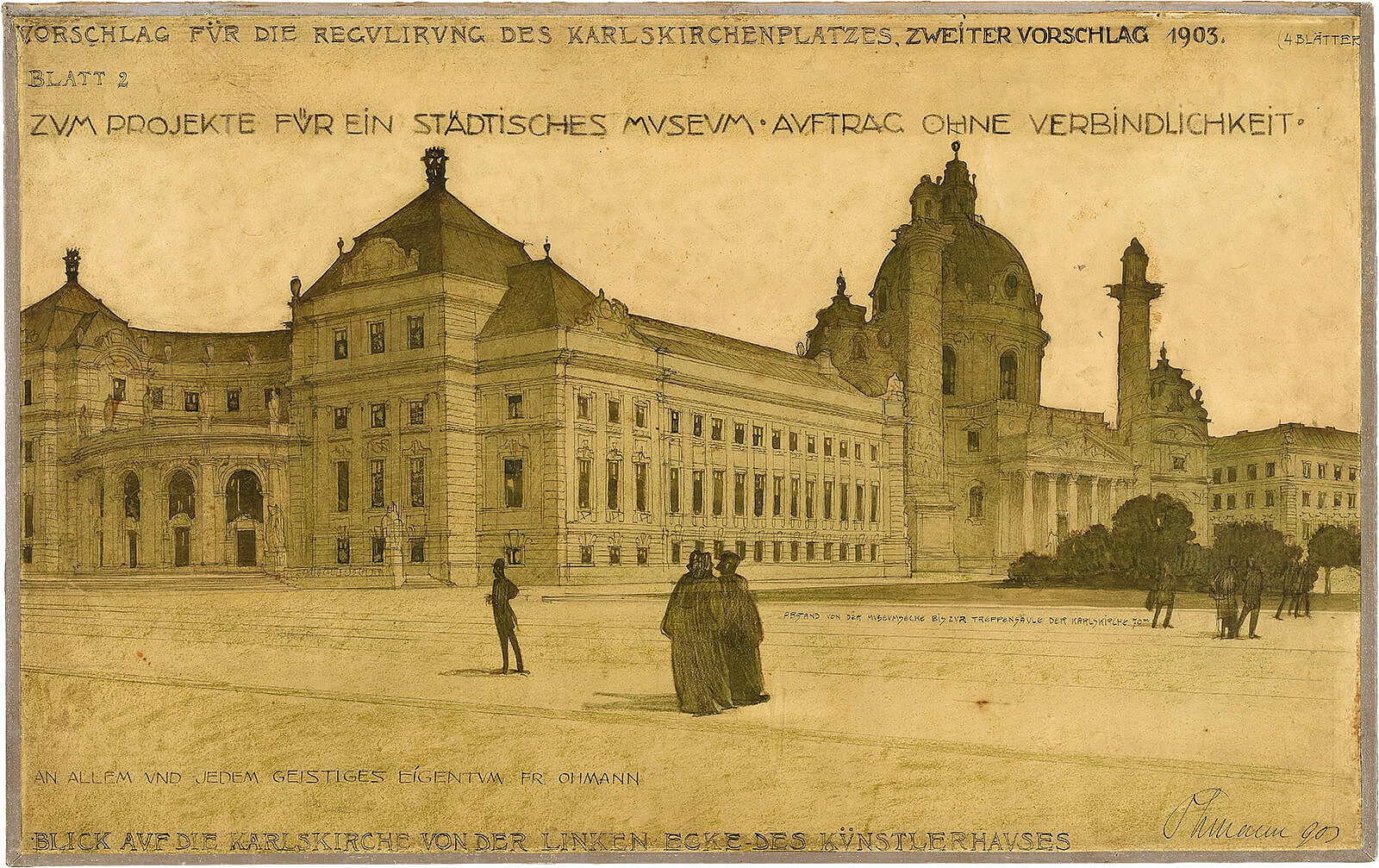 Friedrich Ohmann, Projekt für das Stadtmuseum am Karlsplatz, 1903, Wien Museum, Inv.-Nr. 106906  