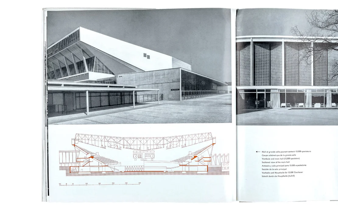 Querschnitt Wiener Stadthalle, aus: „Wien meldet seine Kandidatur für die Olympischen Spiele 1964“, 1958, Foto: Stephan Doleschal