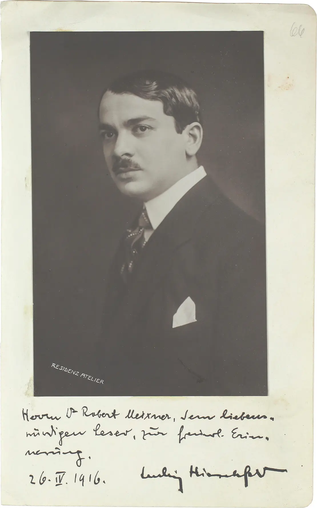 Ludwig Hirschfeld, Fotografie mit Widmung, 1916, Wien Museum  