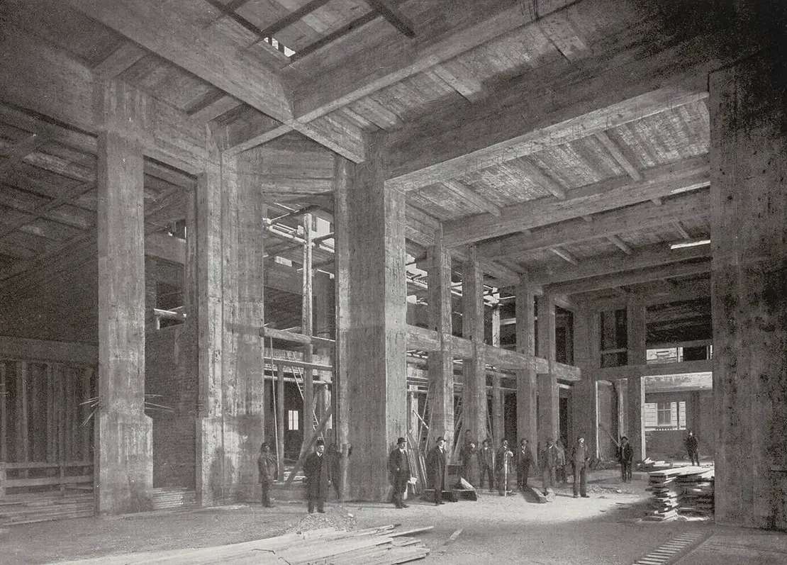 Rohbau des Kassensaals, Wiener Bankverein, 1., Schottengasse 6-8/Schottenbastei 1-5, 1911, Wien Museum  