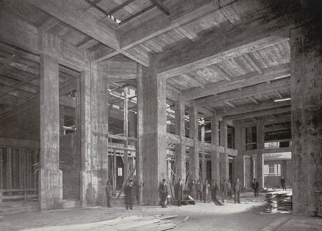 Rohbau des Kassensaals, Wiener Bankverein, 1., Schottengasse 6-8/Schottenbastei 1-5, 1911, Wien Museum