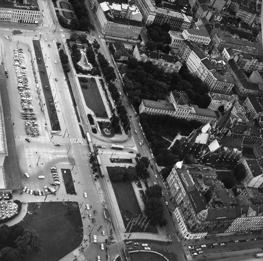Luftaufnahme vom Neubaugürtel beim Europaplatz, 1958, Foto: Presse- und Informationsdienst, Wiener Stadt- und Landesarchiv, Sign. 58280/13 