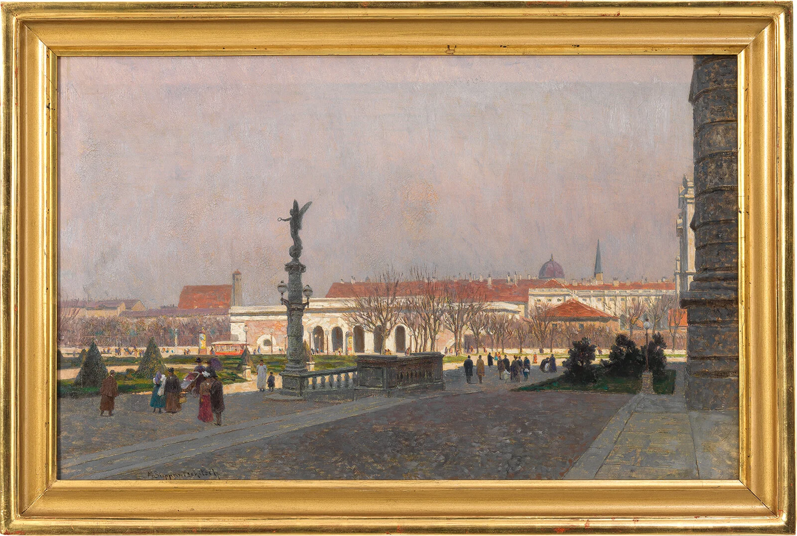Maximilian Suppantschitsch, Blick auf die Hofburg vom Kunsthistorischen Museum, Öl auf Karton, 32,3x50 cm, 1914, Wien Museum  