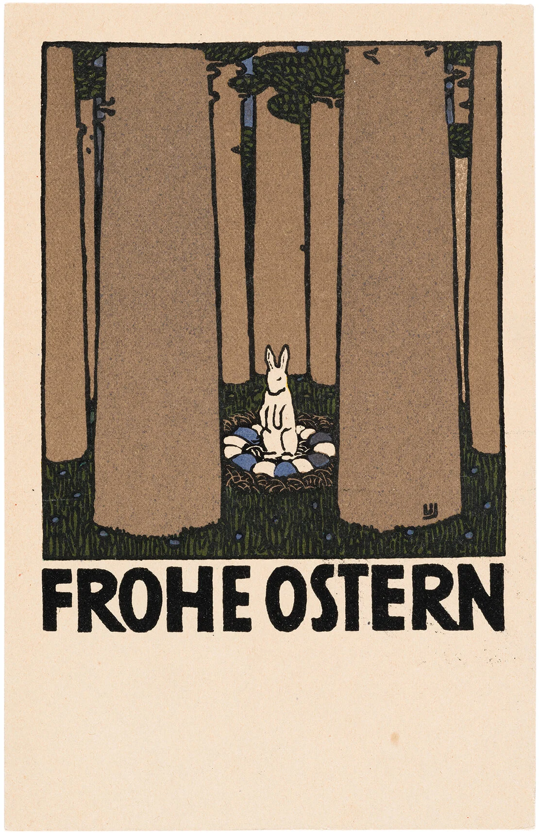 Urban Janke: Postkarte der Wiener Werkstätte Nr. 145: Osterkarte, 1908, Wien Museum