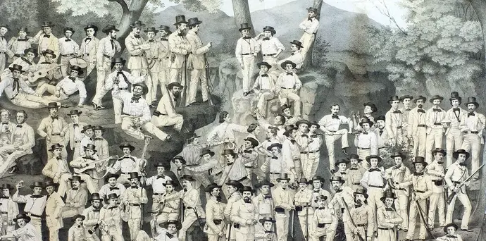 Die 1848er fanden sich im Exil zu verschiedenen Verbänden zusammen, wie dem St. Louis Turnverein, 1860, Civil War Virutal Museum, Quelle: Wikimedia Commons