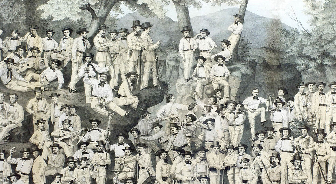 Die 1848er fanden sich im Exil zu verschiedenen Verbänden zusammen, wie dem St. Louis Turnverein, 1860, Civil War Virutal Museum, Quelle: Wikimedia Commons 