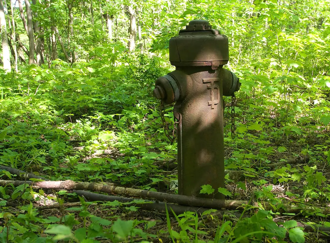 Einer von zwei Hydranten der Firma Teudloff-Vamag, Produktionsjahr 1938, die im Bereich der Barackenstandorte zu finden sind. Fotos: Thomas Keplinger  