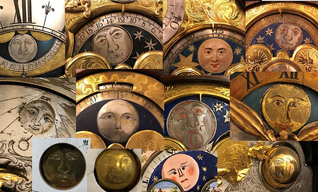 Mondgesichter auf Exponaten im Uhrenmuseum, Foto: Wien Museum  