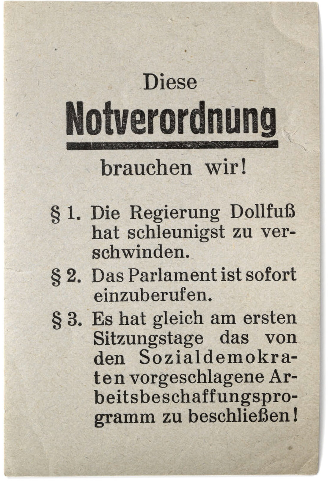 Streuzettel gegen die Regierung Dollfuß, 1933/34, Wien Museum 