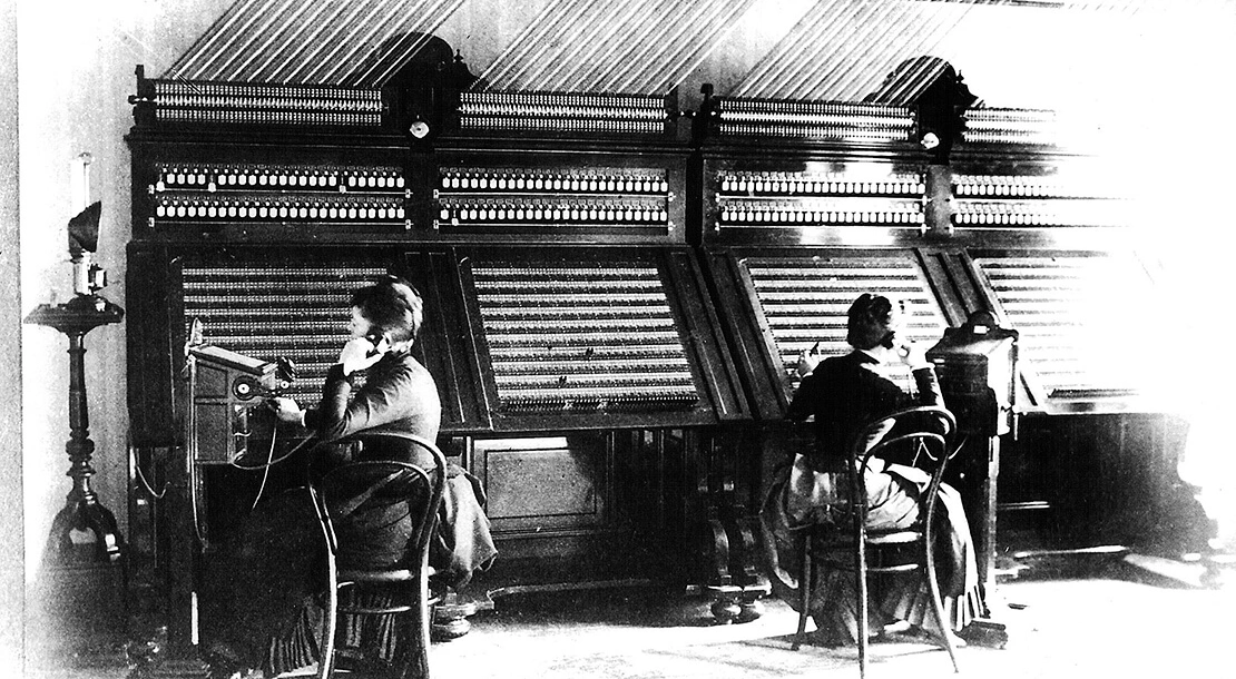 Telefonzentrale Friedrichstraße, um 1885, Foto: Fotoarchiv A1 Telekom Austria