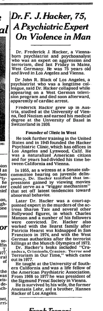 Todesmeldung in der New York Times vom 30. Juni 1989  