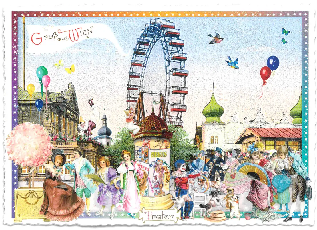 „Wien, Prater“ aus der Edition „Tausendschön“, um 2016 (Behr Design, Verlag: Happy Postcards, Deutschland)  