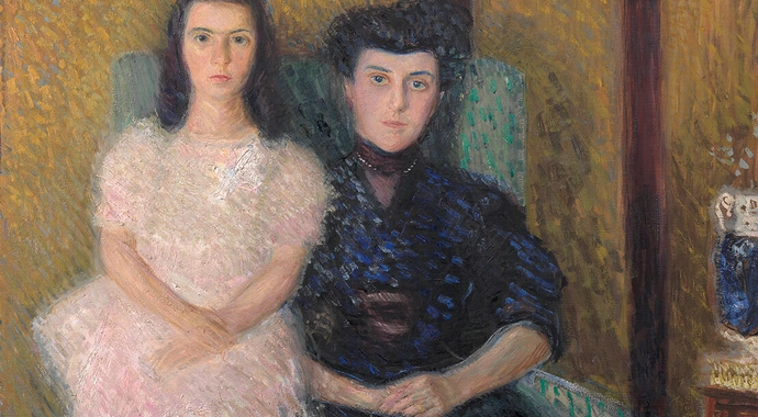 Richard Gerstl: Mutter und Tochter (Ausschnitt), 1906, Öl auf textilem Bildträger, 145,7 x 120,5 cm, Wien Museum
