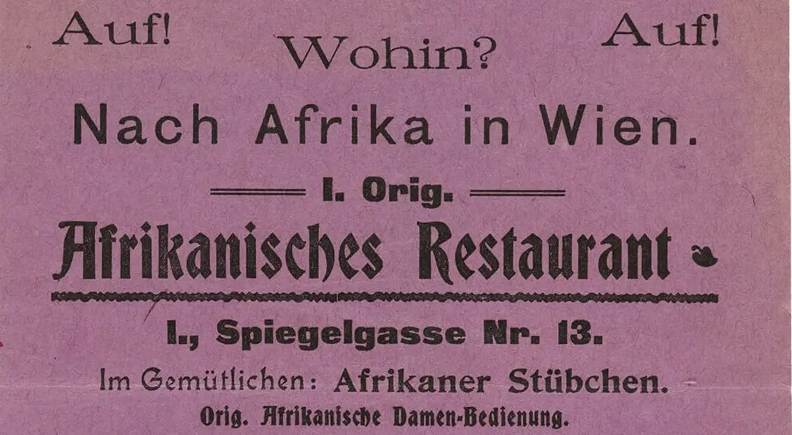 Reklame für "I. Orig. Afrikanisches Restaurant" in Wien, 1904, Wien Museum