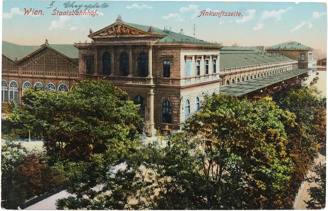 Ghegaplatz mit Ostbahnhof, 1912, Autochromdruck, Sperlings Postkartenverlag, Wien Museum