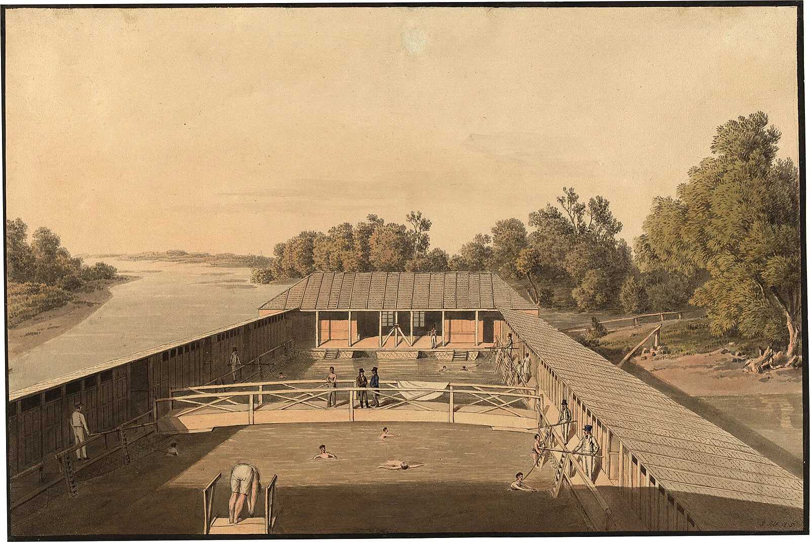 Jakob Alt: Die k. k. Militärschwimmschule im Prater, 1815, Wien Museum Inv.-Nr. 31155