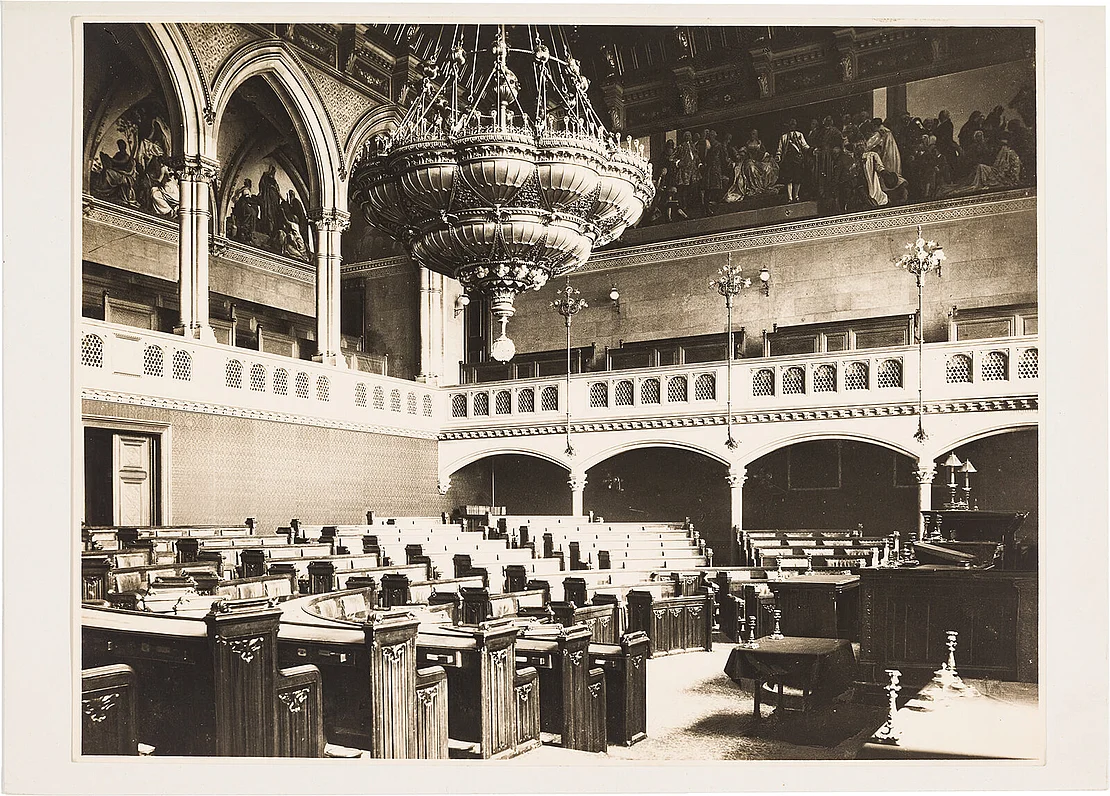 Gemeinderatssitzungssaal der Neuen Rathauses, um 1890, Wien Museum, Inv.-Nr. 79000/10240   