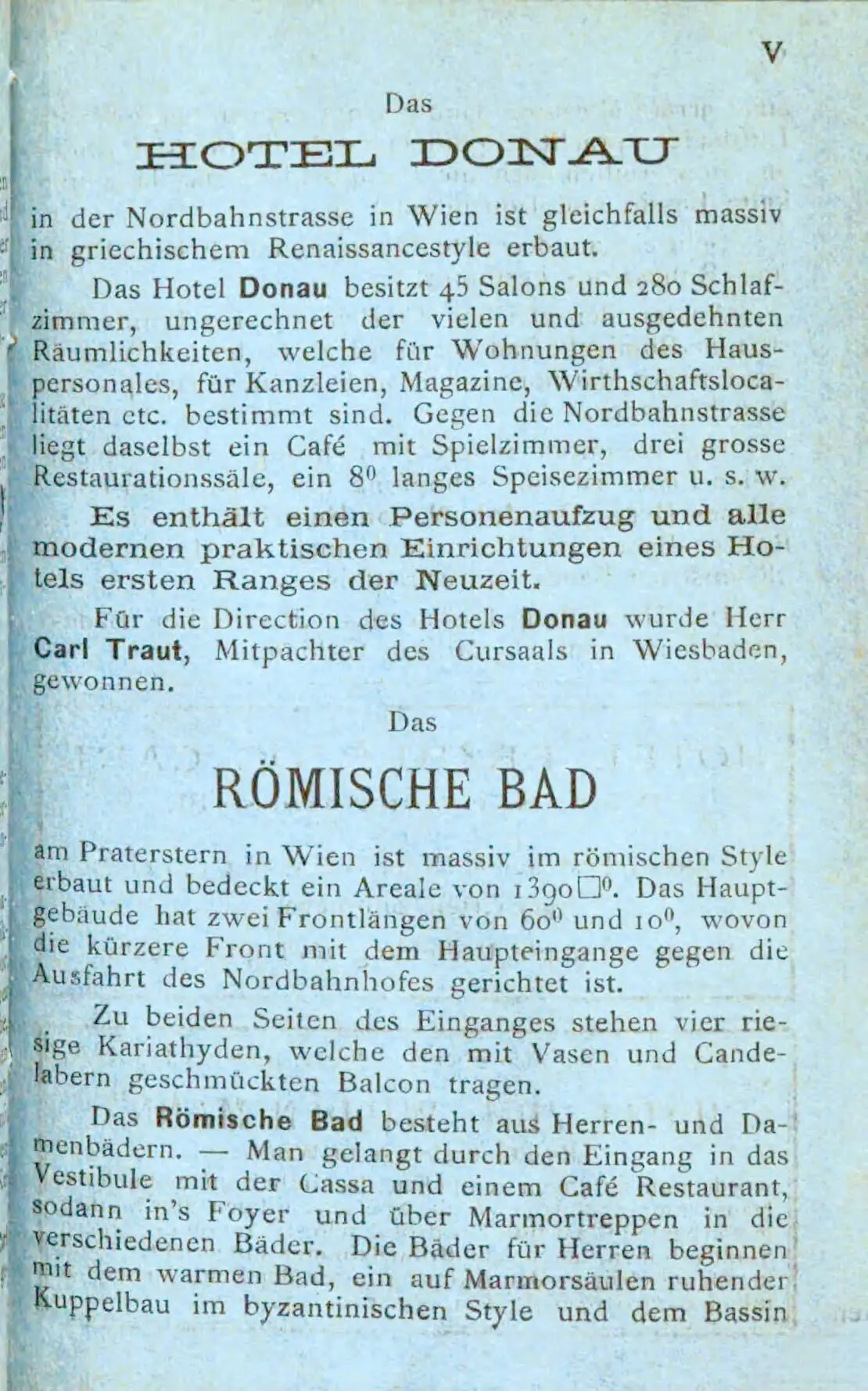 Seite aus dem „Wiener Baedeker“, 1873, Sammlung Maryška