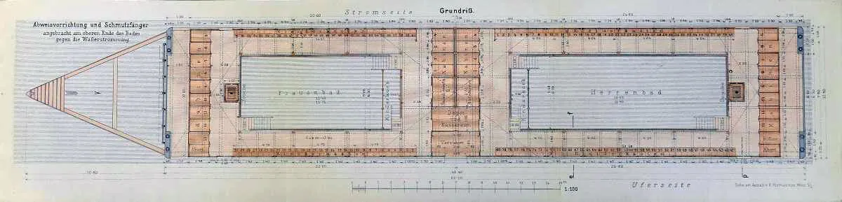 Grundriss der Badeschiffe am Donaukanal, 1904, Wien Museum