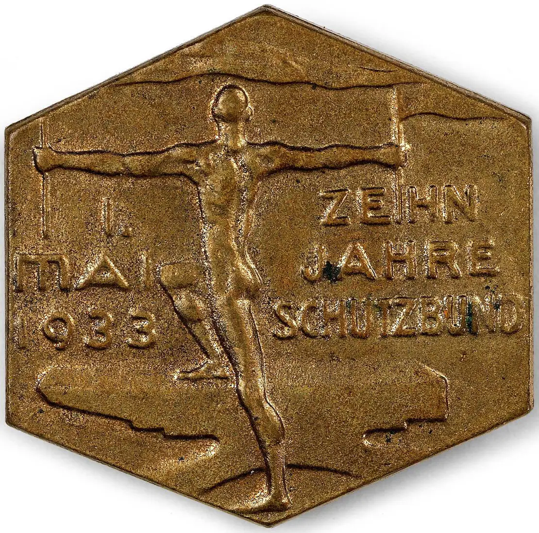 Abzeichen zum 1. Mai 1933 / 10 Jahre Schutzbund, Wien Museum, Inv.-Nr. 244526