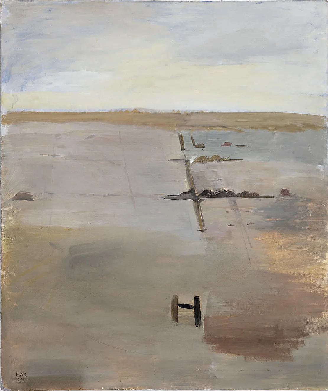 Heliane Wiesauer-Reiterer: Im Watt, 1977, Eitempera auf Leinwand, Wien Museum, Bildrecht, Wien 2026