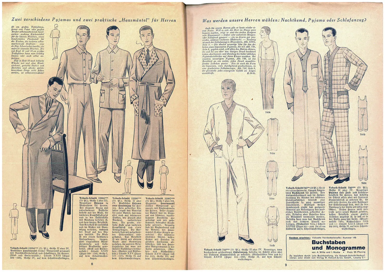 Herrenpyjamas, aus: Illustrierte Wäsche- und Handarbeits-Zeitung, H. 11/1930, Archiv Susanne Breuss