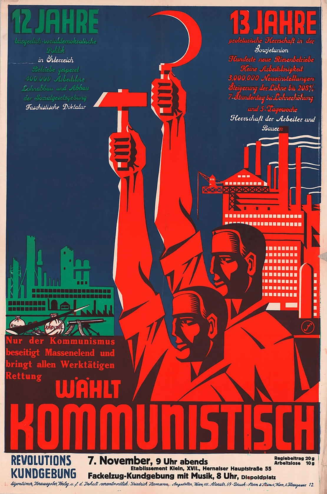 Wahlplakat der Kommunisten, 1930, Wienbibliothek im Rathaus, Plakatsammlung, AC16746171  